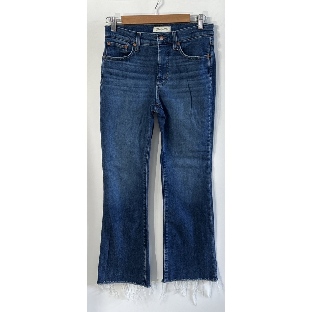 Women's Madewell Kick Out Jeans Stretch Denim Sz 26 Frayed Hems NO Pilling